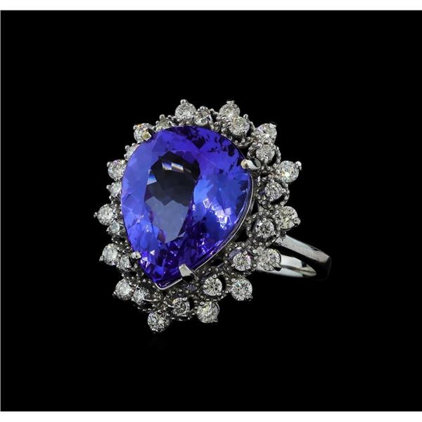 7.95 ctw Tanzanite and Diamond Ring - 14KT White Gold