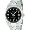 Rolex Mens Stainless Black Diamond 36MM Datejust Wristwatch Oyster Perpetual