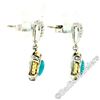 Image 4 : 14kt Two Tone Gold Oval Amazonite & 0.16 ctw Diamond Drop Dangle Earrings