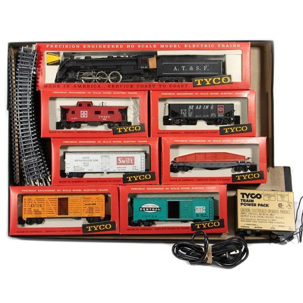 Tyco HO Santa Fe 4-6-2 Loco& 6 cars. Box bottom only.