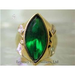 RHJ Synthetic Emerald(YAG) & CZ Ring #1792710