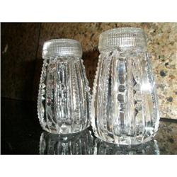 ANTIQUE CRYSTAL SALT & PEPPER SHAKERS #1792719