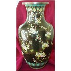 CLOISONNE Vase LARGE Cherry Blossoms -ANTIQUE- #1793342