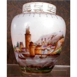 German POT Pouri SCENIC Hand PAINTED Antique #1793346