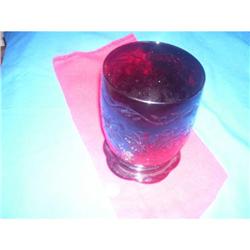 Beautiful Ruby Red Glass Vase with Flower #1793380