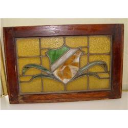 Early 20c Oak Leaded Stain Glass Window #1793693