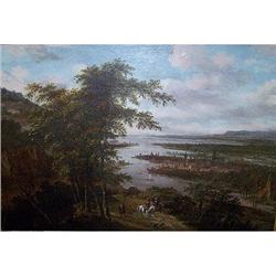 Panoramic Landscape with riverside town beyond #1805348