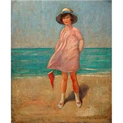 A Young Girl in a Pink dress with a shrimp #1805357