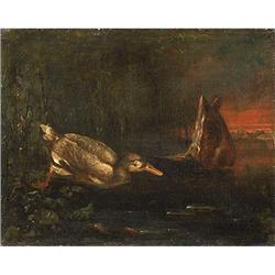 A Pair of Ducks by Moonlight by Georg Kneipp #1805377