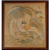 Image 1 : Framed 19th C. Edo Period Embroidery of Phoenix#1805673