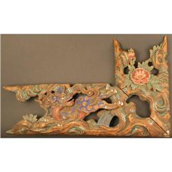 18th Century Shishi and Peony Wall Carving #1805677