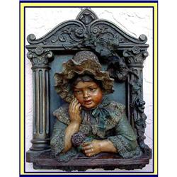 VICTORIAN SCULPTURE CERAMIC PLAQUE CHILD #1805855