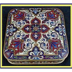 FRENCH CHAMPLEVE ENAMEL DORE BRONZE BOX 19C #1805887