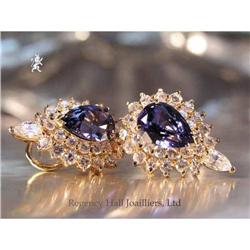 RHJ Pear Synthetic Sapphire & CZ Earrings #1817496