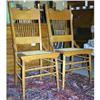 Image 1 : Pair Arts & Crafts Oak & Rattan Side Chairs #1817618