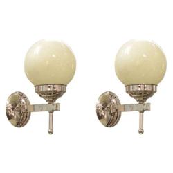 Pair 1940s Deco Chrome Electric Sconces #1817735