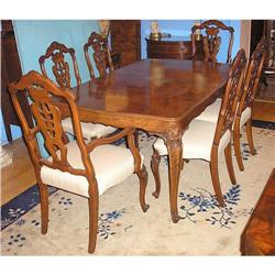 Acacia wood French Carved Table and 6 Carved #1817933