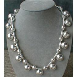 STERLING Ball NECKLACE Mexican 21 inch -VINTAGE#1817943