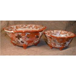 KUTANI Nesting BOWLS Pair (2) Planters ANTIQUE #1817954