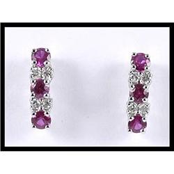 Lovely 18K White Gold Ruby and Diamond Earrings#1818005