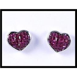 Finest 18K White Gold Ruby Heart Shapped #1818010