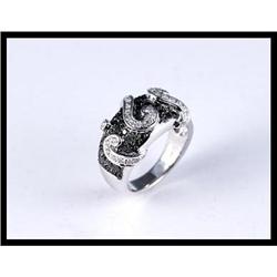 18K White Gold Black And White Diamond Ring #1818039
