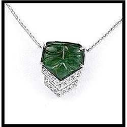 CLASSY 18K WHITE GOLD EMERALD PENDANT #1818041