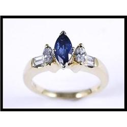 18K Yellow Gold Sapphire Diamond Ring #1818044