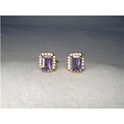 Estate 14K YG 2 CT Tanzanite Diamond Earrings #1818083