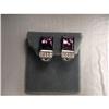 Image 1 : Estate 14K WG Gold Amethyst Diamond Earrings #1818124
