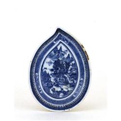19C Chinese Export Canton Blue White Leaf Spoon#1818306