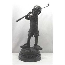 Jim Davidson Bronze Boy Child Golfer Statue #1818347