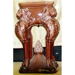 1890s Majolica Lion Garden Seat #1818350