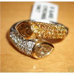 18K Gold Cognac Diamond Bypass Ring #1818388