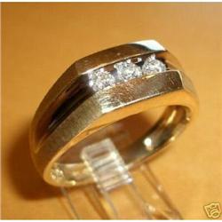 Mens 14K Yellow Gold Diamond Wedding Ring #1818402