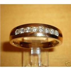 Mens 14K Yellow Gold Diamond Wedding Ring #1818403