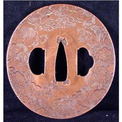 Carved Japanese Bronze Katana Tsuba, ca.18th c.#1829828