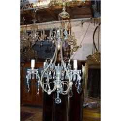 French Bronze and Crystal Chandelier c.1940 #1830011