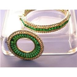 TRIFARI Green Invisibly Set Bracelet and Brooch#1830090