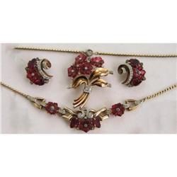 Trifari Red Flowers, Carved Glass Fruit #1830091