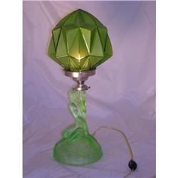 Rotterdam Lady on Rocks Uranium Glass Lamp with#1830093