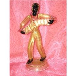 Murano Black Gypsy Accordion Player Figurine #1830148