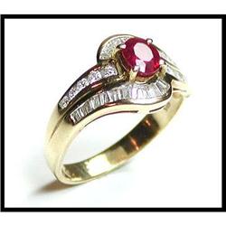 Fine Color Ruby Diamond 18K Yellow Gold Ring #1830269
