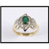 Image 1 : 18K Yellow Gold Emerald and Diamond Ring #1830271