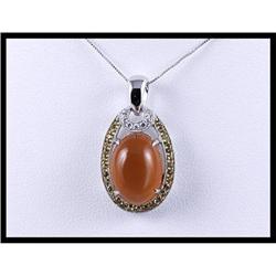 Fashionable 18K White Gold Orange Moon Stone #1830272