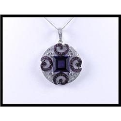Unique 18K White Gold Amethyst Pendant #1830274