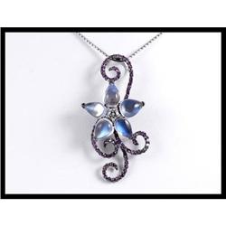 14K White Gold Diamond, Moon Stone, and #1830286