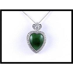 Lovely 18K White Gold Green Jade and Diamond #1830289