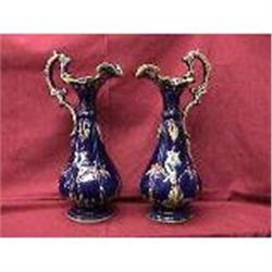 A PAIR OF ART NOVEAU MAJOLICA EWER #1830298