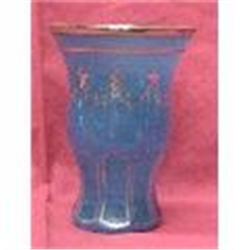 Dark Blue & Gold Opaline glass Water Goblet #1830301